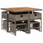 Set comedor jardín 9 pzas y cojines ratán sintético gris de , Conjuntos de jardín - Ref: Foro24-3211322, Precio: 382,05 €, De...