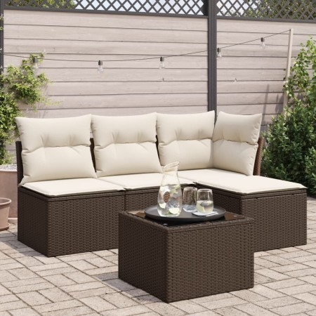 Set comedor de jardín 5 piezas y cojines ratán sintético marrón de , Conjuntos de jardín - Ref: Foro24-3249352, Precio: 290,5...