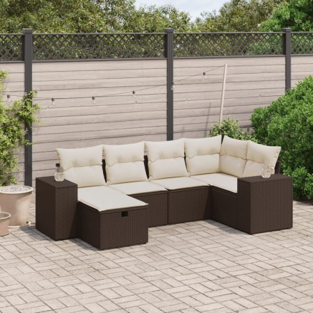Set sofás de jardín 6 piezas y cojines ratán sintético marrón de , Conjuntos de jardín - Ref: Foro24-3264419, Precio: 408,19 ...