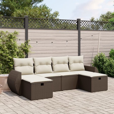 Set sofás de jardín 6 piezas y cojines ratán sintético marrón de , Conjuntos de jardín - Ref: Foro24-3264169, Precio: 369,76 ...