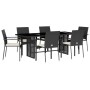 Set de comedor de jardín 7 pzas y cojines ratán sintético negro de , Conjuntos de jardín - Ref: Foro24-3213494, Precio: 507,8...