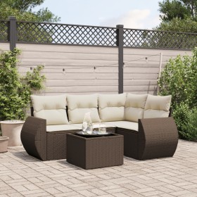 Set comedor de jardín 5 piezas y cojines ratán sintético marrón de , Conjuntos de jardín - Ref: Foro24-3253660, Precio: 370,5...