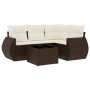 Set comedor de jardín 5 piezas y cojines ratán sintético marrón de , Conjuntos de jardín - Ref: Foro24-3253660, Precio: 370,5...