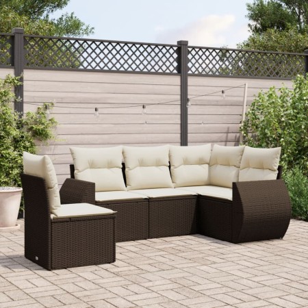 Set comedor de jardín 5 piezas y cojines ratán sintético marrón de , Conjuntos de jardín - Ref: Foro24-3253710, Precio: 382,0...