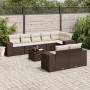 Set de sofás de jardín 9 pzas y cojines ratán sintético marrón de , Conjuntos de jardín - Ref: Foro24-3255170, Precio: 644,76...