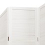 Biombo separador de 4 paneles madera maciza Paulownia blanco de , Divisores de ambientes - Ref: Foro24-358836, Precio: 142,97...