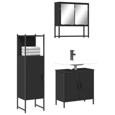 Juego de muebles de baño 3 pzas madera contrachapada negro de , Muebles de baño - Ref: Foro24-3214700, Precio: 156,70 €, Desc...
