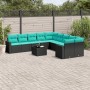 Set de sofás de jardín 11 pzas y cojines ratán sintético negro de , Conjuntos de jardín - Ref: Foro24-3219507, Precio: 825,86...