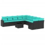Set de sofás de jardín 11 pzas y cojines ratán sintético negro de , Conjuntos de jardín - Ref: Foro24-3219507, Precio: 825,86...
