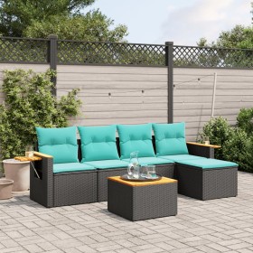 Set de sofás de jardín 6 pzas con cojines ratán sintético negro de , Conjuntos de jardín - Ref: Foro24-3226764, Precio: 436,5...