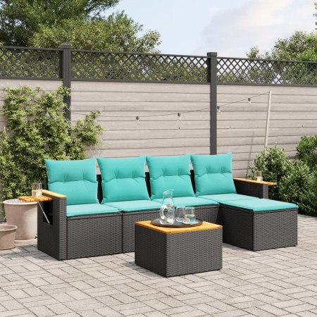Set de sofás de jardín 6 pzas con cojines ratán sintético negro de , Conjuntos de jardín - Ref: Foro24-3226764, Precio: 436,5...