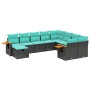 Set de sofás de jardín 10pzas con cojines ratán sintético negro de , Conjuntos de jardín - Ref: Foro24-3227156, Precio: 774,1...