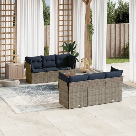Set de sofás de jardín 7 pzas con cojines ratán sintético gris de , Conjuntos de jardín - Ref: Foro24-3255823, Precio: 530,28...