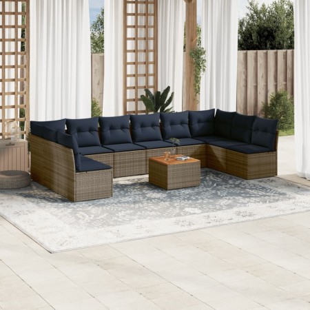 Set de sofás de jardín 11 pzas y cojines ratán sintético gris de , Conjuntos de jardín - Ref: Foro24-3256131, Precio: 755,16 ...