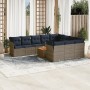 Set de sofás de jardín 11 pzas y cojines ratán sintético gris de , Conjuntos de jardín - Ref: Foro24-3256173, Precio: 794,73 ...