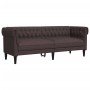 Sofá Chesterfield de 3 plazas tela marrón oscuro de , Sofás - Ref: Foro24-372559, Precio: 282,50 €, Descuento: %