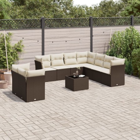 Set de sofás de jardín 10 pzas y cojines ratán sintético marrón de , Conjuntos de jardín - Ref: Foro24-3217853, Precio: 647,6...