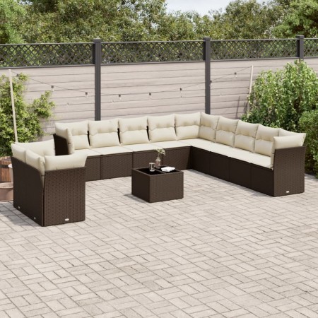 Set de sofás de jardín y cojines 12 pzas ratán sintético marrón de , Conjuntos de jardín - Ref: Foro24-3217893, Precio: 795,5...