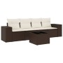 Set comedor de jardín 5 piezas y cojines ratán sintético marrón de , Conjuntos de jardín - Ref: Foro24-3254630, Precio: 338,6...