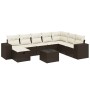 Set de sofás de jardín 9 pzas y cojines ratán sintético marrón de , Conjuntos de jardín - Ref: Foro24-3264529, Precio: 581,67...