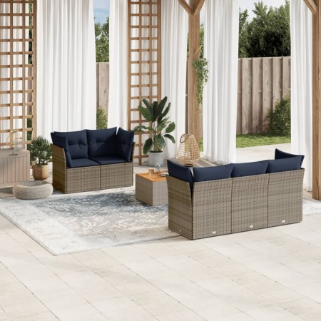 Set de sofás de jardín 6 pzas con cojines ratán sintético gris de , Conjuntos de jardín - Ref: Foro24-3255816, Precio: 459,80...