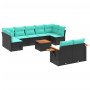 Set de sofás de jardín 10pzas con cojines ratán sintético negro de , Conjuntos de jardín - Ref: Foro24-3227135, Precio: 774,1...