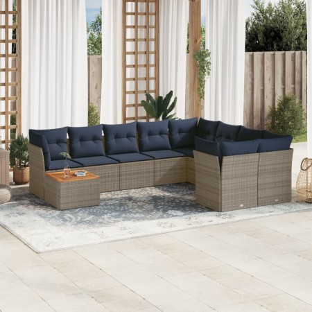 Set de sofás de jardín 10 pzas con cojines ratán sintético gris de , Conjuntos de jardín - Ref: Foro24-3256159, Precio: 728,8...