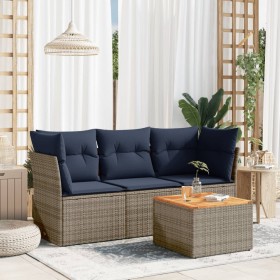 Set de sofás de jardín 4 pzas con cojines ratán sintético gris de , Conjuntos de jardín - Ref: Foro24-3255802, Precio: 285,25...