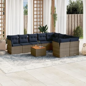Set de sofás de jardín 10 pzas con cojines ratán sintético gris de , Conjuntos de jardín - Ref: Foro24-3256152, Precio: 728,8...