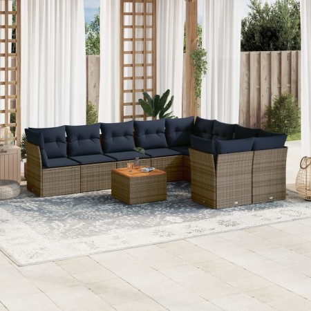 Set de sofás de jardín 10 pzas con cojines ratán sintético gris de , Conjuntos de jardín - Ref: Foro24-3256152, Precio: 728,8...