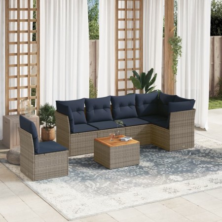 Set de sofás de jardín 7 pzas con cojines ratán sintético gris de , Conjuntos de jardín - Ref: Foro24-3255998, Precio: 512,23...