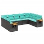 Set de sofás de jardín 9 pzas con cojines ratán sintético negro de , Conjuntos de jardín - Ref: Foro24-3227114, Precio: 736,9...