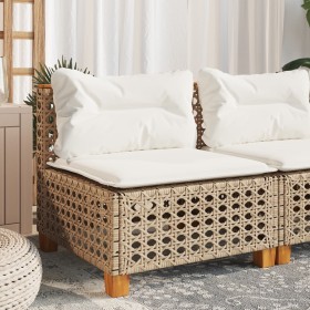 Sofá de jardín sin reposabrazos con cojines ratán PE beige de , Sofás de exterior - Ref: Foro24-365928, Precio: 94,34 €, Desc...