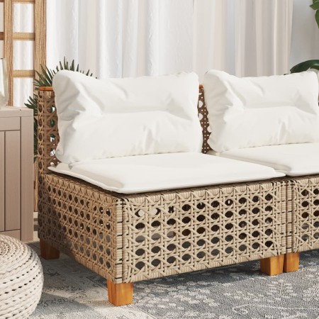 Sofá de jardín sin reposabrazos con cojines ratán PE beige de , Sofás de exterior - Ref: Foro24-365928, Precio: 94,34 €, Desc...