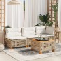 Sofá de jardín sin reposabrazos con cojines ratán PE beige de , Sofás de exterior - Ref: Foro24-365928, Precio: 94,34 €, Desc...