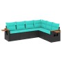 Set de sofás de jardín 6 pzas con cojines ratán sintético negro de , Conjuntos de jardín - Ref: Foro24-3226841, Precio: 495,6...