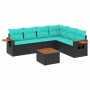 Set de sofás de jardín 7 pzas con cojines ratán sintético negro de , Conjuntos de jardín - Ref: Foro24-3226848, Precio: 526,5...