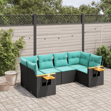 Set de sofás de jardín 6 pzas con cojines ratán sintético negro de , Conjuntos de jardín - Ref: Foro24-3227100, Precio: 532,9...