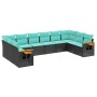 Set de sofás de jardín 10pzas con cojines ratán sintético negro de , Conjuntos de jardín - Ref: Foro24-3227163, Precio: 796,6...