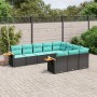 Set de sofás de jardín 10pzas con cojines ratán sintético negro de , Conjuntos de jardín - Ref: Foro24-3227177, Precio: 796,6...