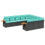 Set de sofás de jardín 10pzas con cojines ratán sintético negro de , Conjuntos de jardín - Ref: Foro24-3227177, Precio: 796,6...