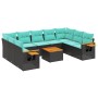 Set de sofás de jardín 10pzas con cojines ratán sintético negro de , Conjuntos de jardín - Ref: Foro24-3227121, Precio: 774,1...