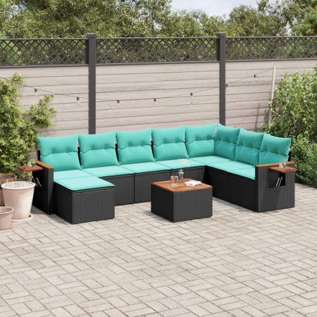 Set de sofás de jardín 9 pzas con cojines ratán sintético negro de , Conjuntos de jardín - Ref: Foro24-3227093, Precio: 665,2...