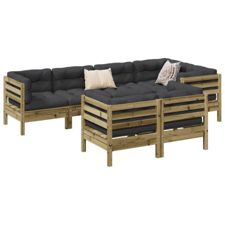 Set de sofás jardín 7 pzas con cojines madera pino impregnada de , Conjuntos de jardín - Ref: Foro24-3299499, Precio: 768,48 ...
