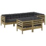 Set de sofás jardín 7 pzas con cojines madera pino impregnada de , Conjuntos de jardín - Ref: Foro24-3299499, Precio: 768,48 ...