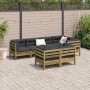 Set de sofás jardín 7 pzas con cojines madera pino impregnada de , Conjuntos de jardín - Ref: Foro24-3299499, Precio: 768,48 ...