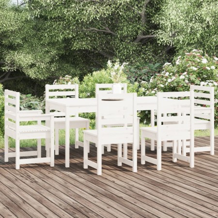 Juego de comedor de jardín 7 piezas madera maciza pino blanco de , Conjuntos de jardín - Ref: Foro24-3154708, Precio: 603,33 ...