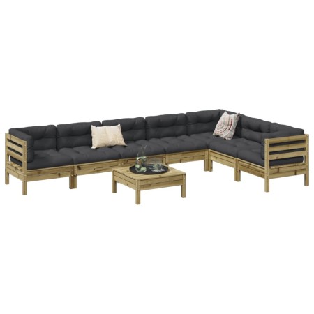 Set de sofás jardín 8 pzas con cojines madera pino impregnada de , Conjuntos de jardín - Ref: Foro24-3299484, Precio: 684,07 ...