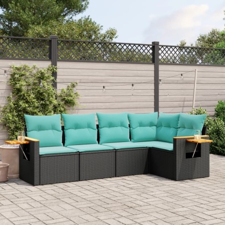 Set de sofás de jardín 5 pzas con cojines ratán sintético negro de , Conjuntos de jardín - Ref: Foro24-3226785, Precio: 443,0...