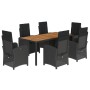Set de comedor de jardín 7 pzas y cojines ratán sintético negro de , Conjuntos de jardín - Ref: Foro24-3212478, Precio: 883,8...